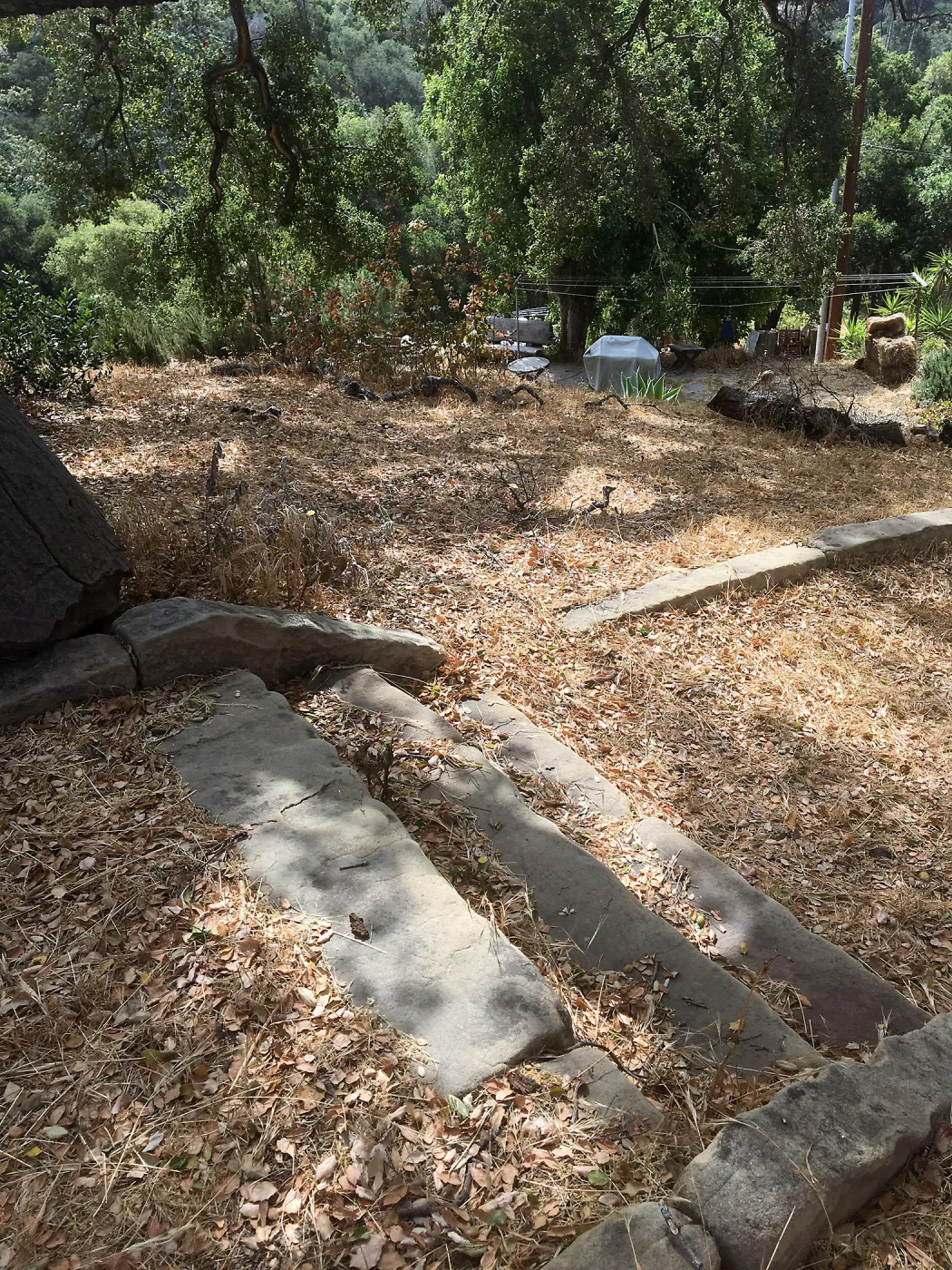 Before reconstruction of stairs down south slope of Island View Garden