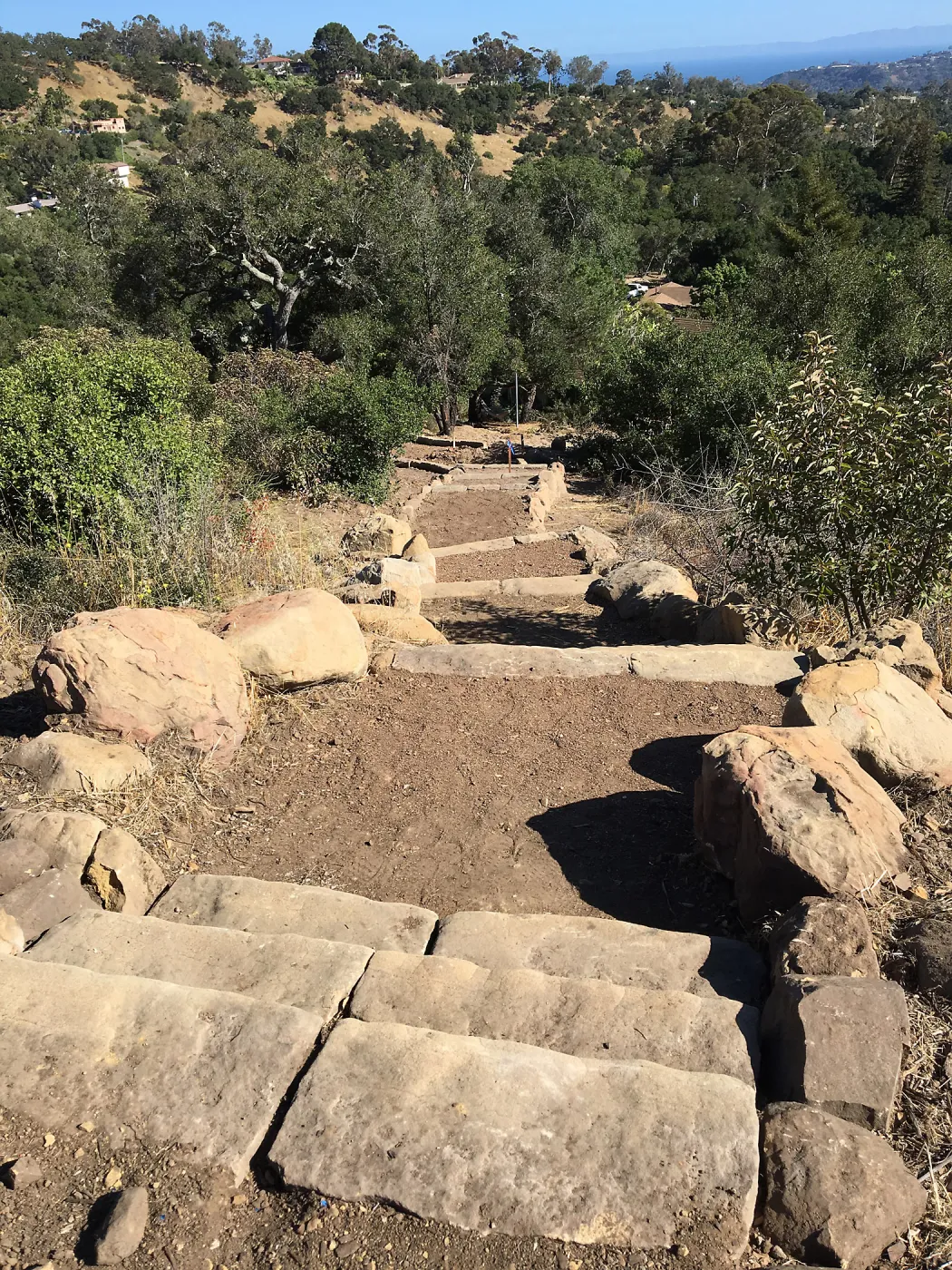 Reconstructed stairs down south slope of Island View Garden