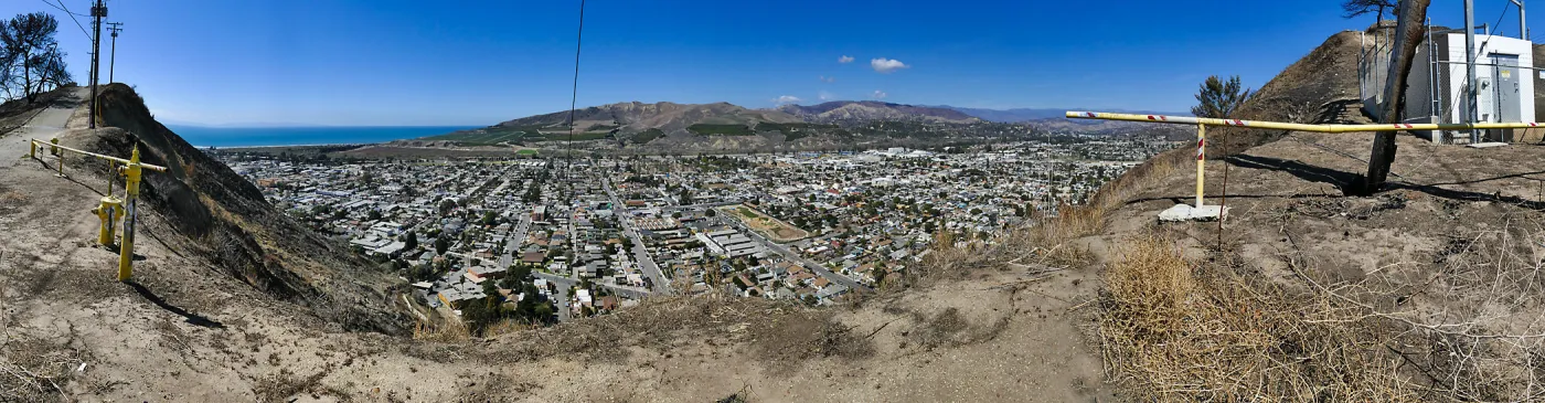 West Ventura from Grant Park after Thomas Fire