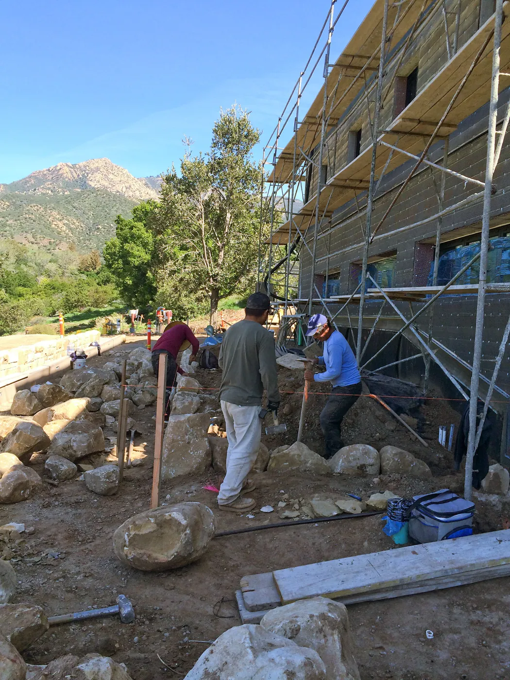 Planter wall construction at the Pritzlaff Conservation Center
