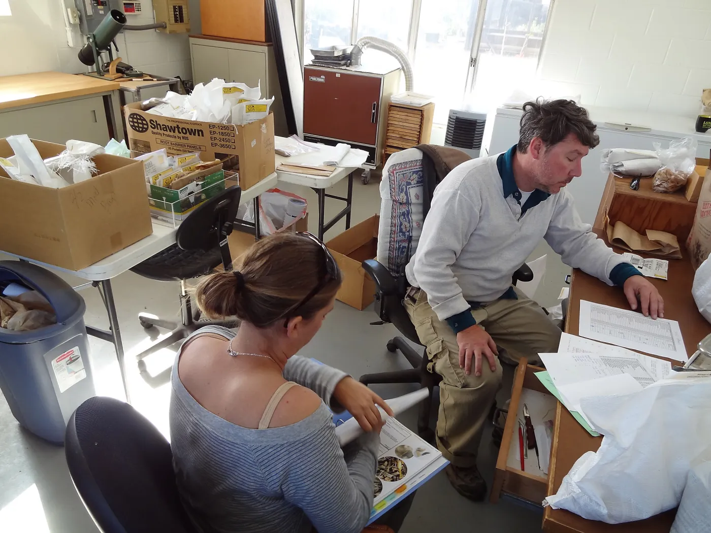 Seed Bank at Horticulture unit, Heather Wehnau and Bruce Reed