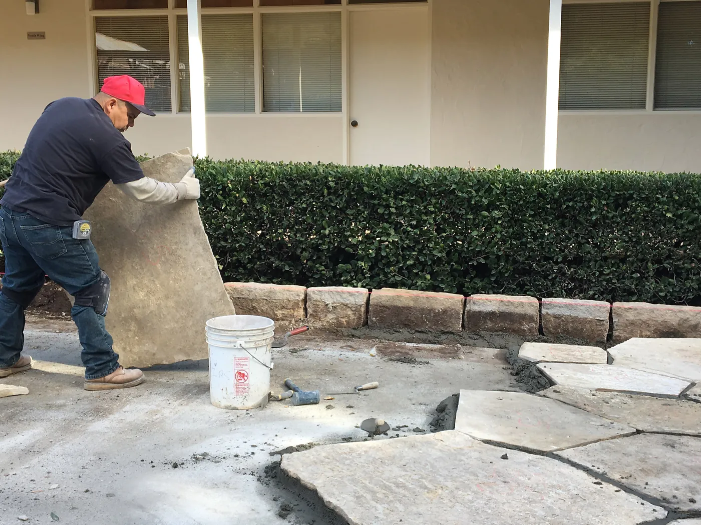 New flagstone installation in Courtyard