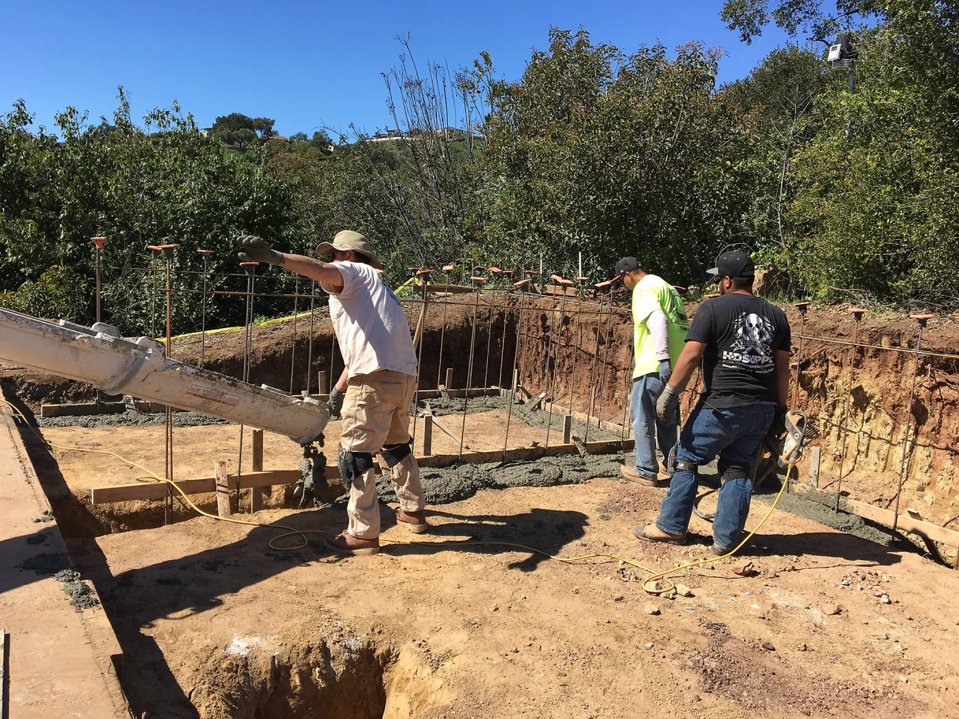 Construction of soil bins in upper parking lot
