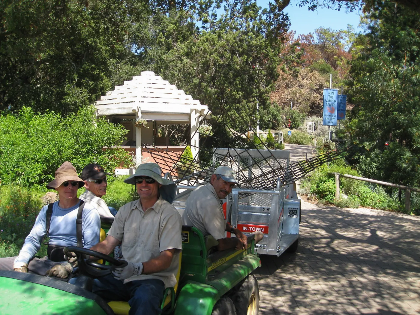 Construction of Herb Parker's â€˜Haven' labyrinth, delivering roof framework to site