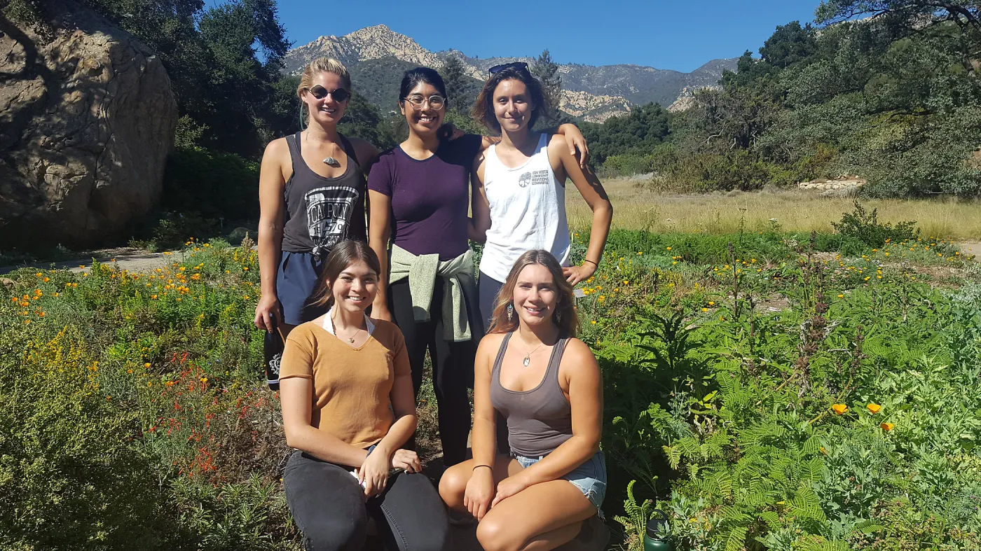 Nature Educators Rebecca Hext, Hannah Sanders, Verenice Zuniga, Sara Kovalsky, Teagan Singer Fredericksen