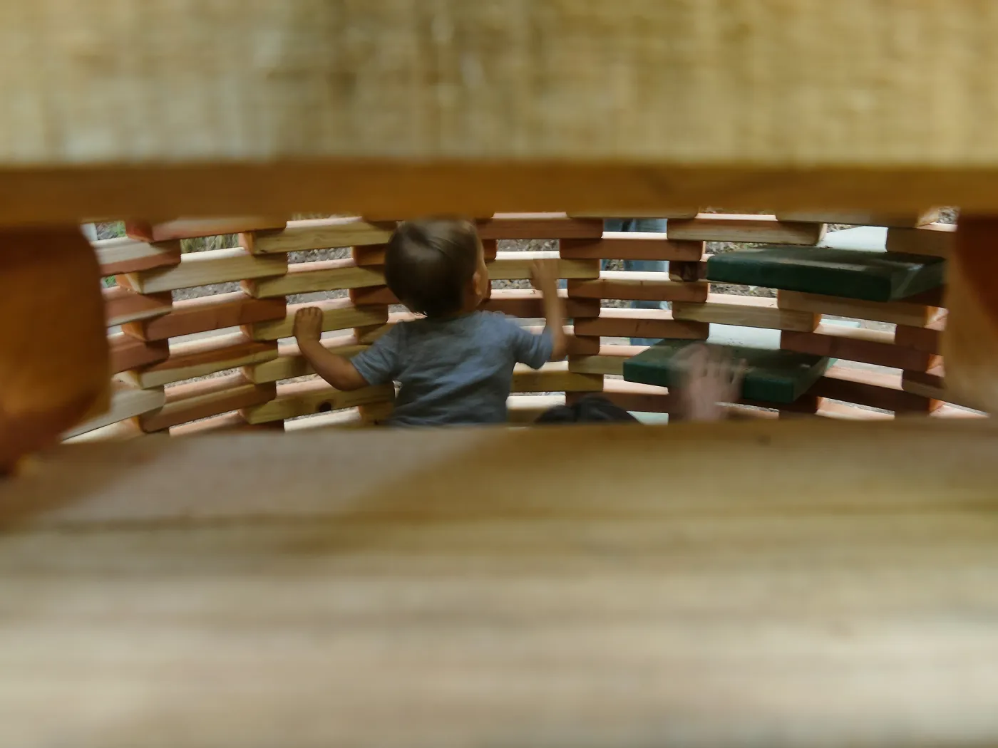 Santa Barbara Botanic Garden Casitas Opening, children playing in â€œThe Hivesâ€ Casita