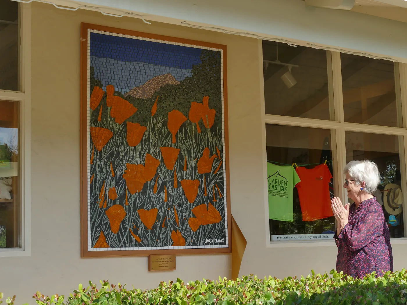 Dedication ceremony for â€œAfter the Rainsâ€ mosaic by Patti Jacquemain