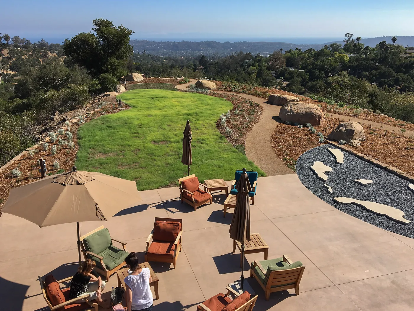 View of Bouteloua lawn from upper balacony at the Pritzlaff Conservation Center