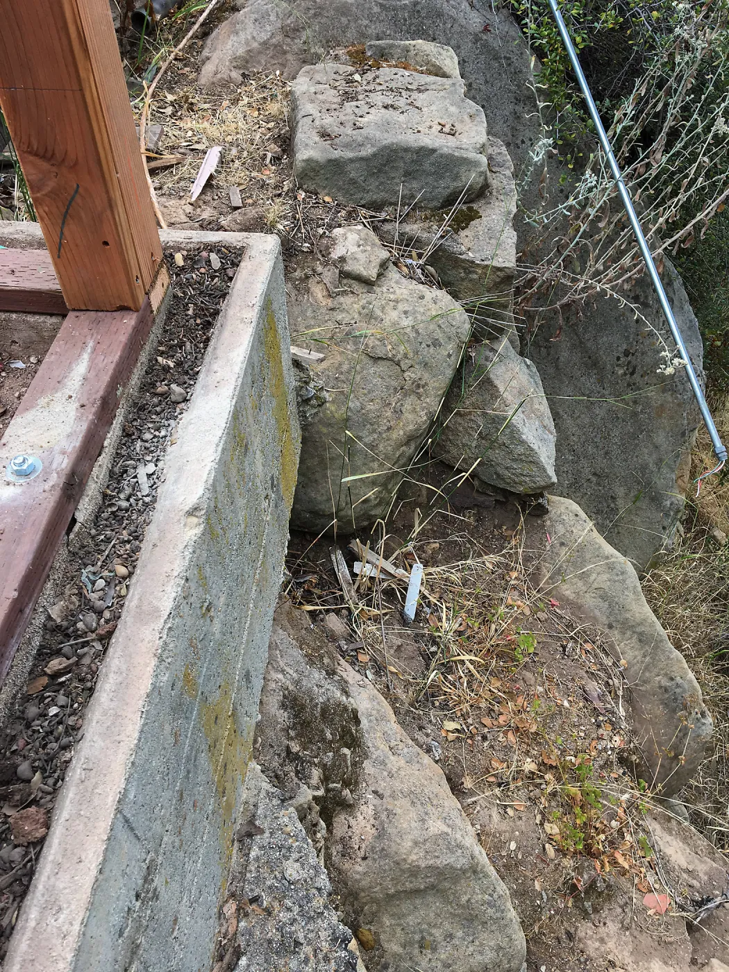 Foundation on southwest side of Garden Growers lath house