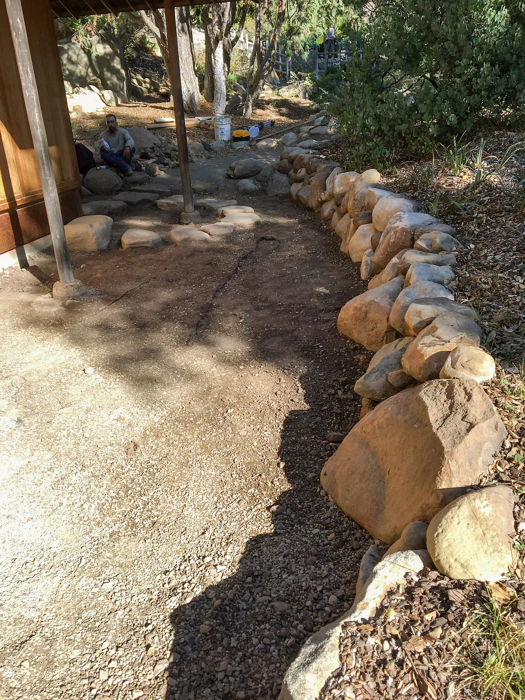Tea House after removal of dry creek bed