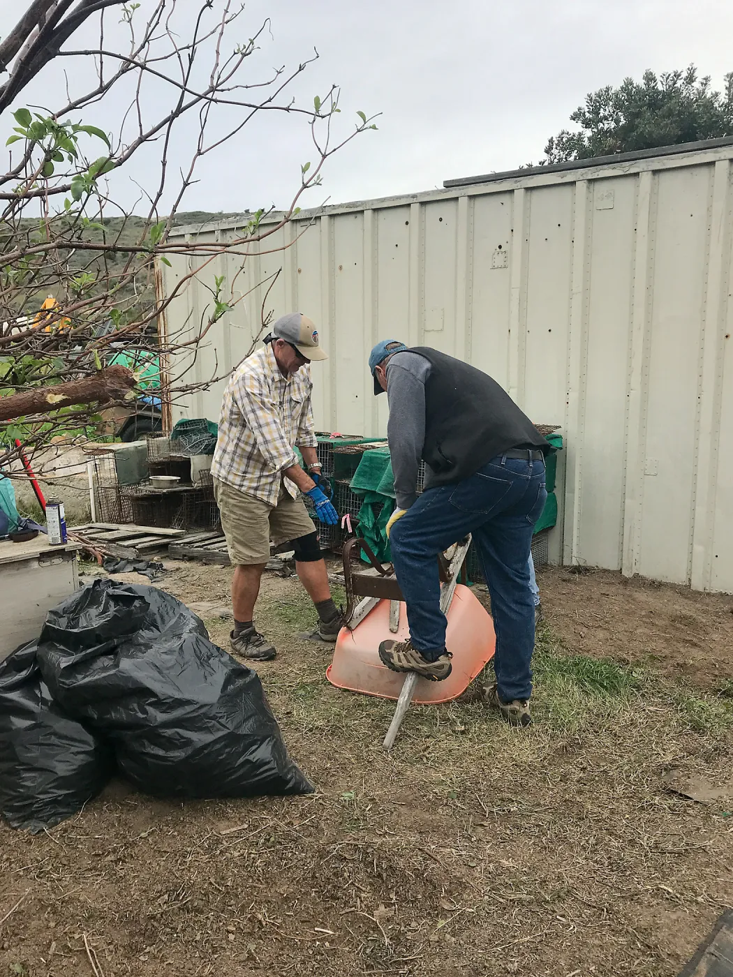 Richard Powell, Dennis Houghton, Repairing wheelbarrow, NPS Nursery