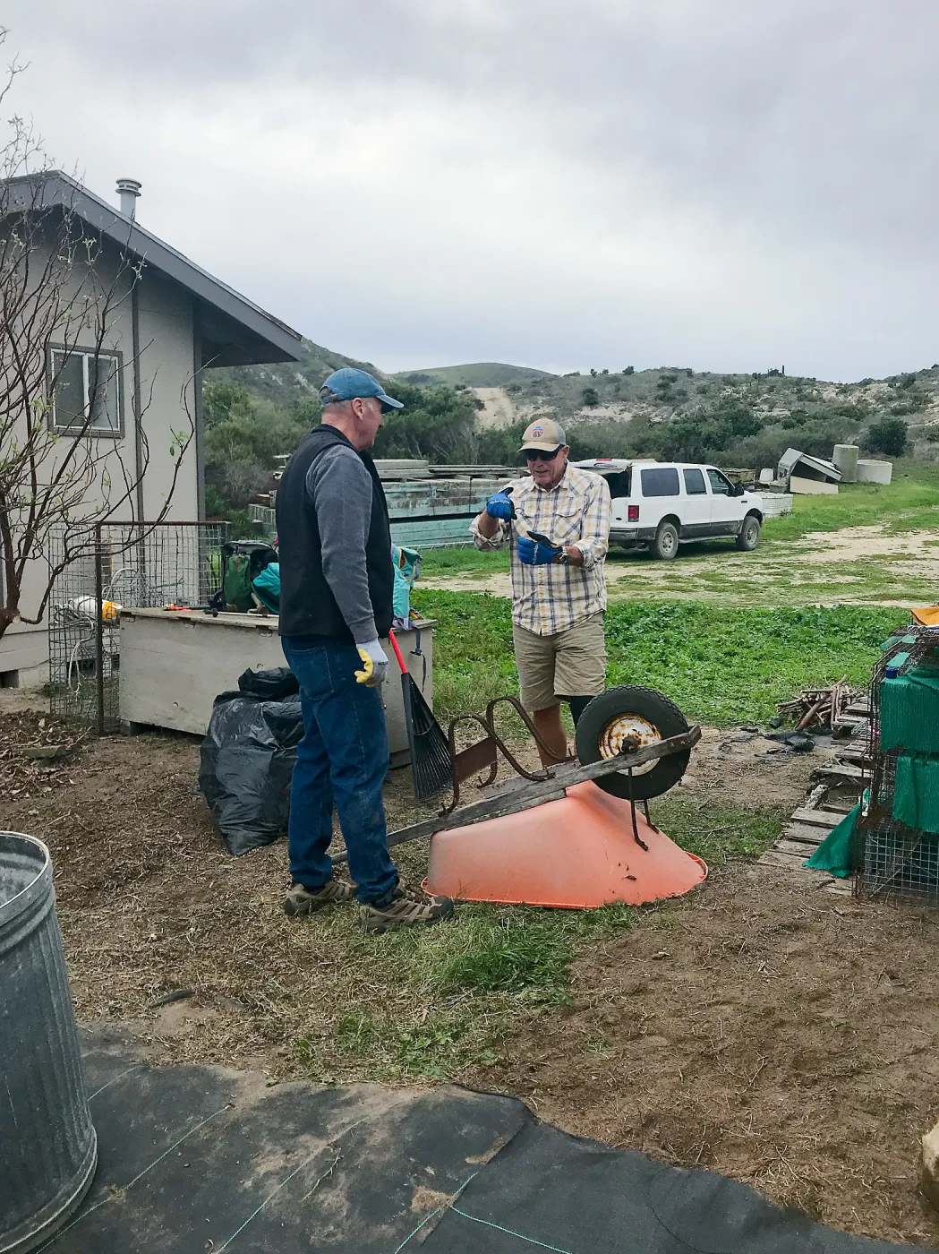 Richard Powell, Dennis Houghton, Repairing wheelbarrow, NPS Nursery