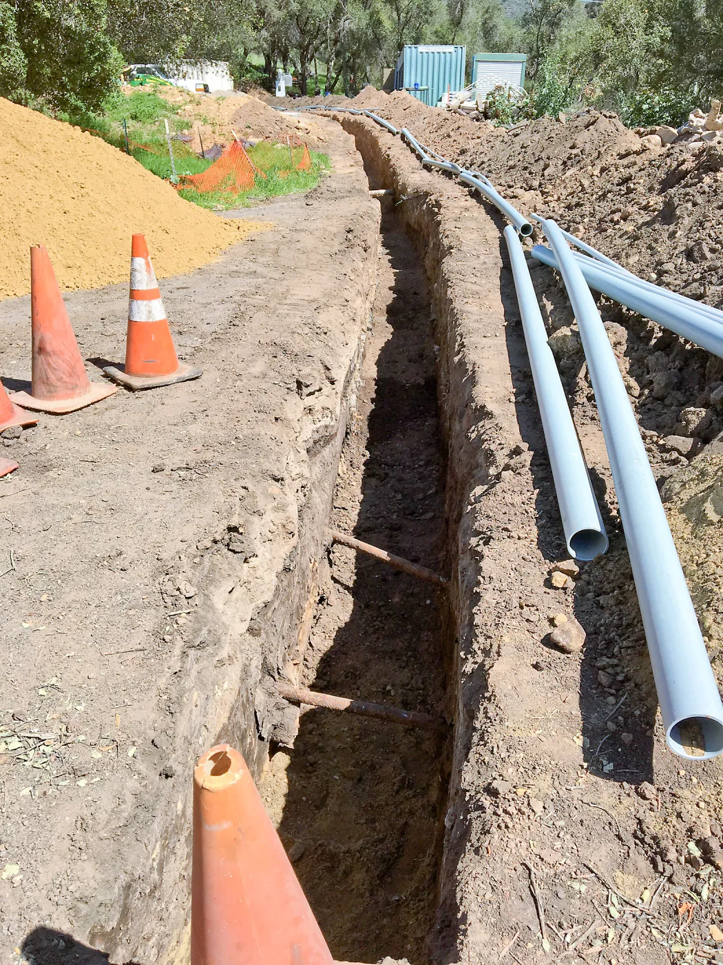 Trenching at Hansen site for communications and electrical lines