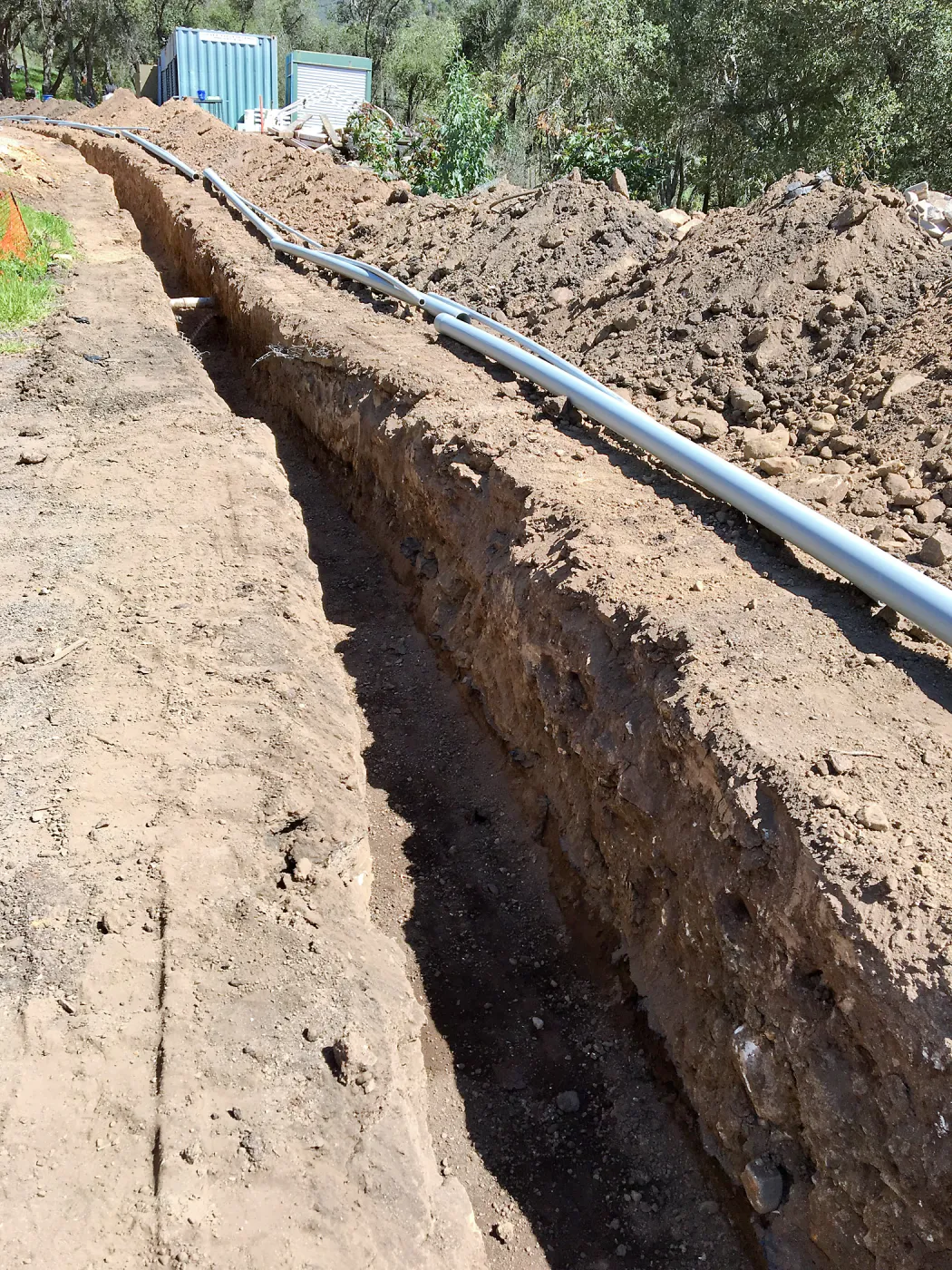 Trenching at Hansen site for communications and electrical lines