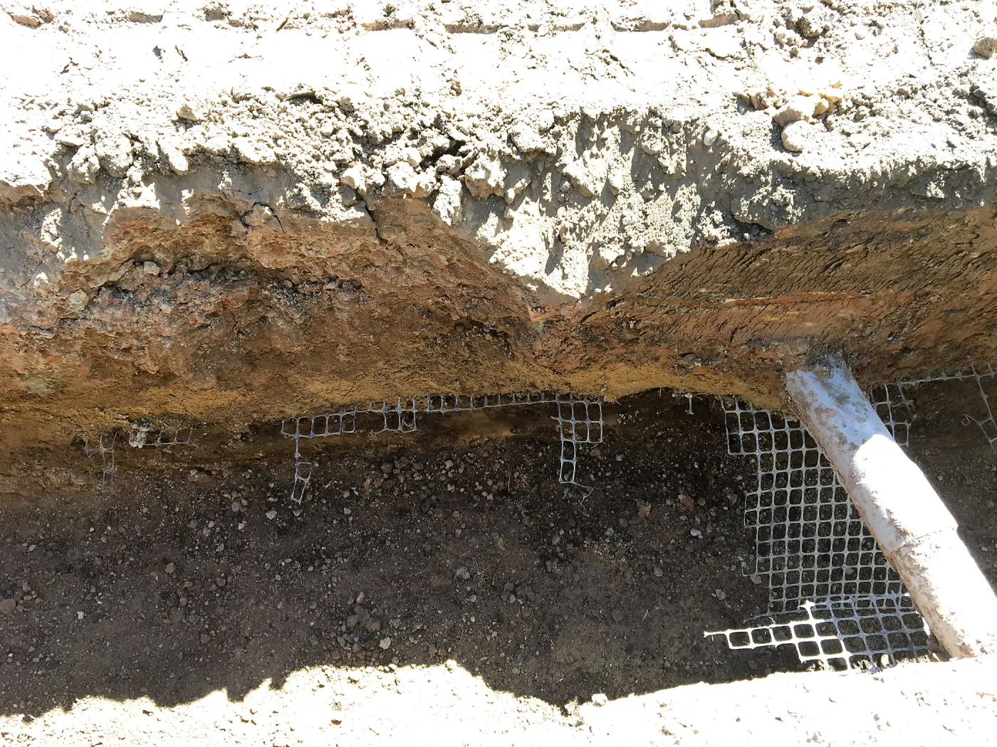 Depth of geotech fabric -Trenching at Hansen site for communications and electrical lines