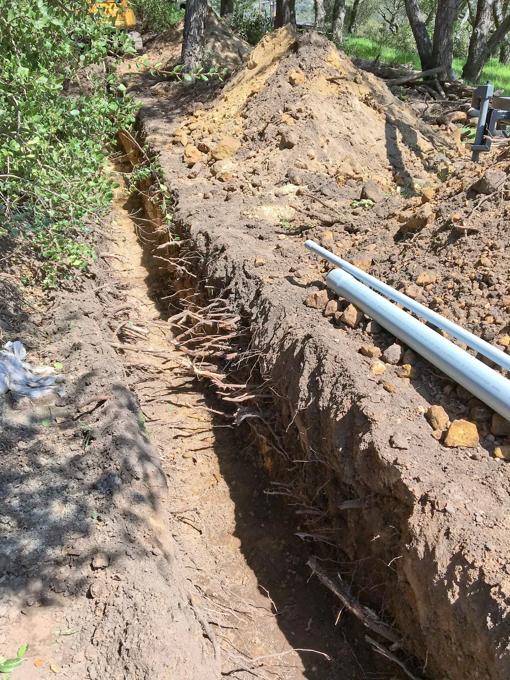 Trenching at Hansen site for communications and electrical lines