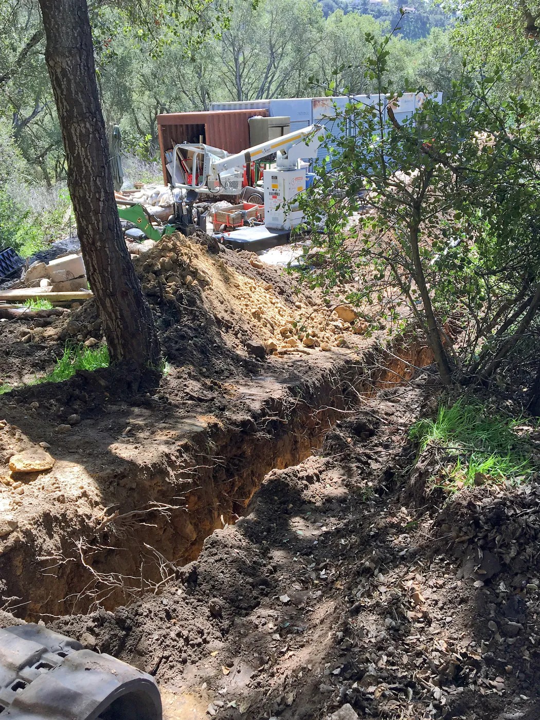 Trenching at Hansen site for communications and electrical lines