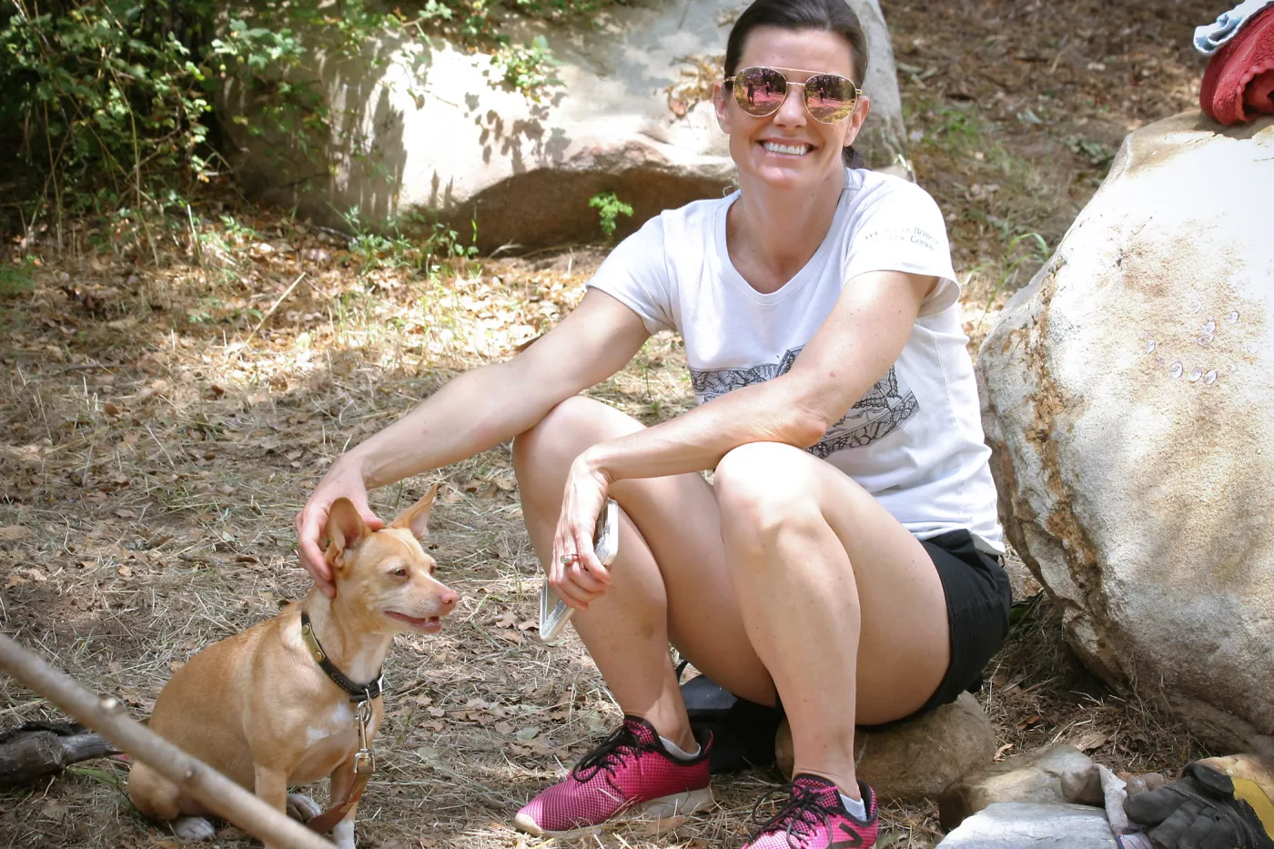 Ginger and volunteer