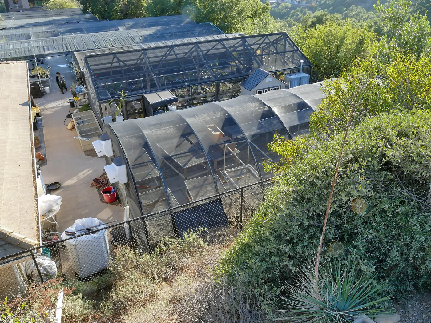 Horticulture Unit Shade Structures, looking southwest from the upper parking lot