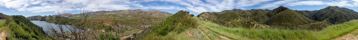 Panorama of Jameson Lake and forest service road 5N13, Jameson Lake, Santa Barbara, California, Thomas Fire Survey - Mapping Recovery project