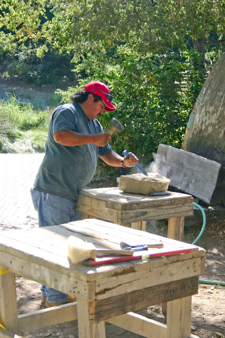 New stone paving at the Information Kiosk