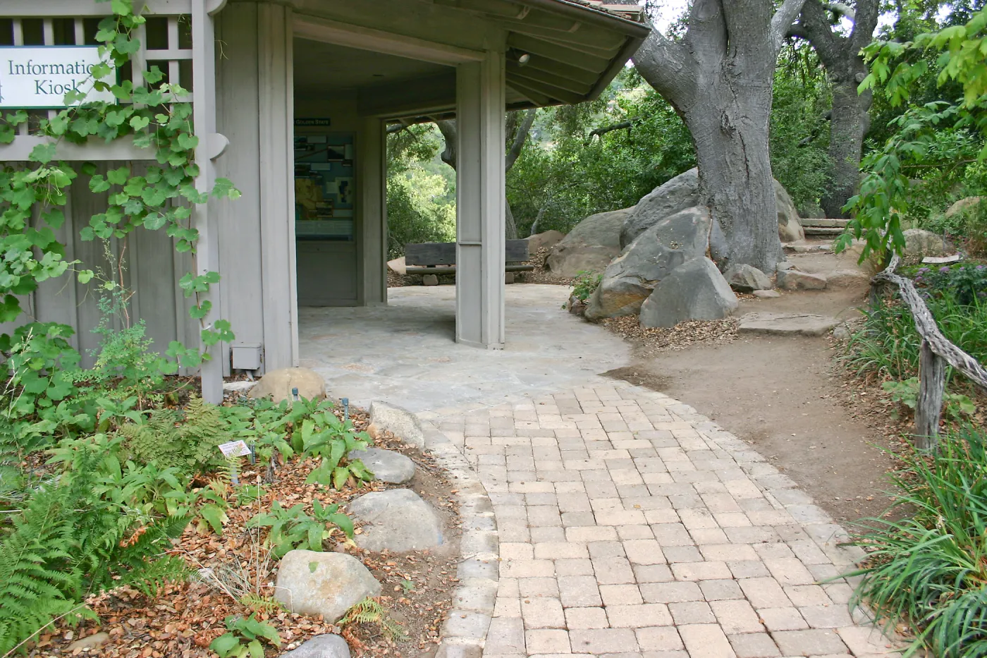 New stone paving at the Information Kiosk