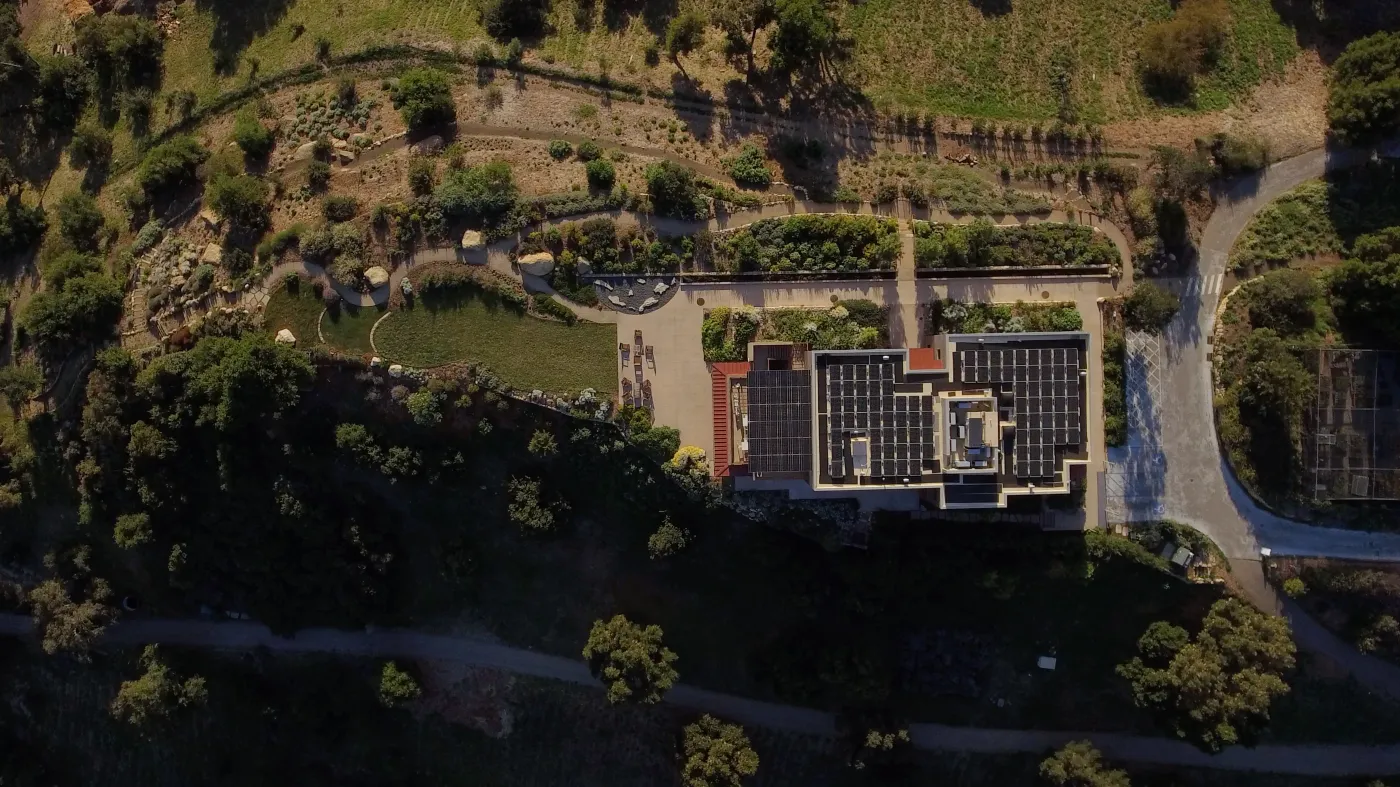 Aerial view of the Pritzlaff Conservation Center and Island View Garden