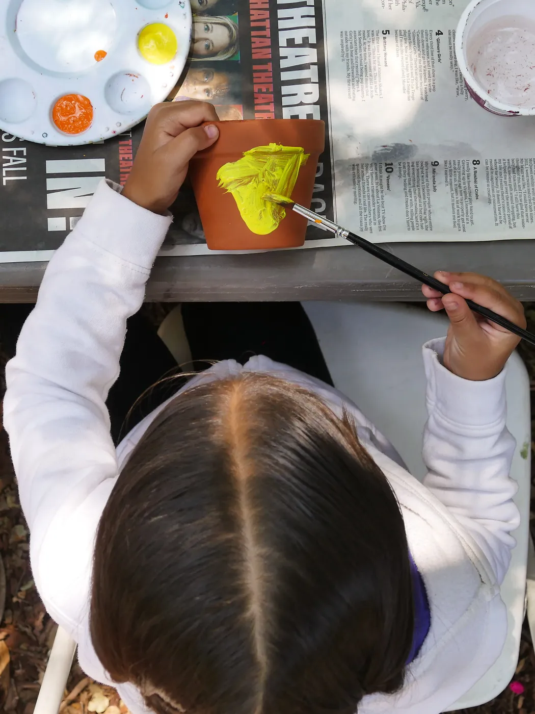 Acorn Adventurers Summer Camp, flower pot decorating activity