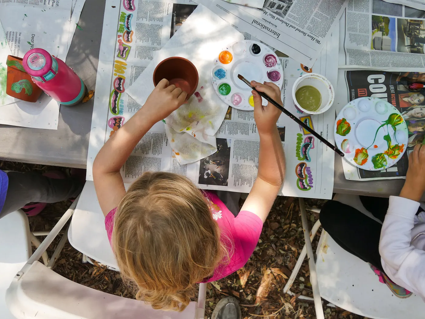 Acorn Adventurers Summer Camp, flower pot decorating activity
