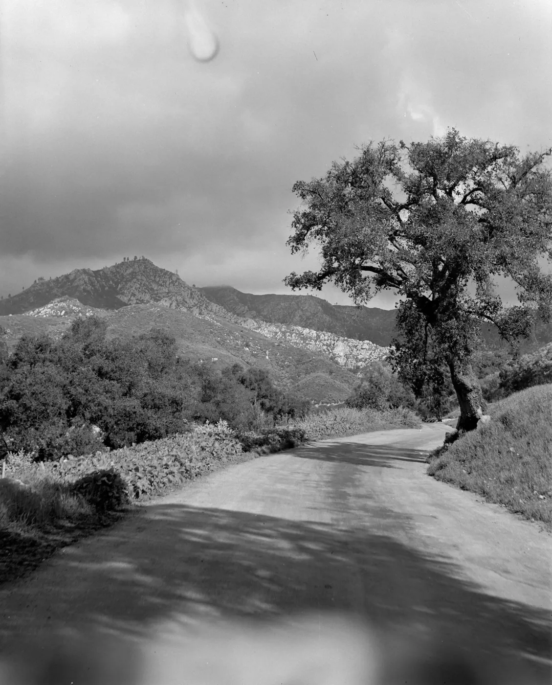 Early view of Mission Canyon Road in vicinity of the Garden
