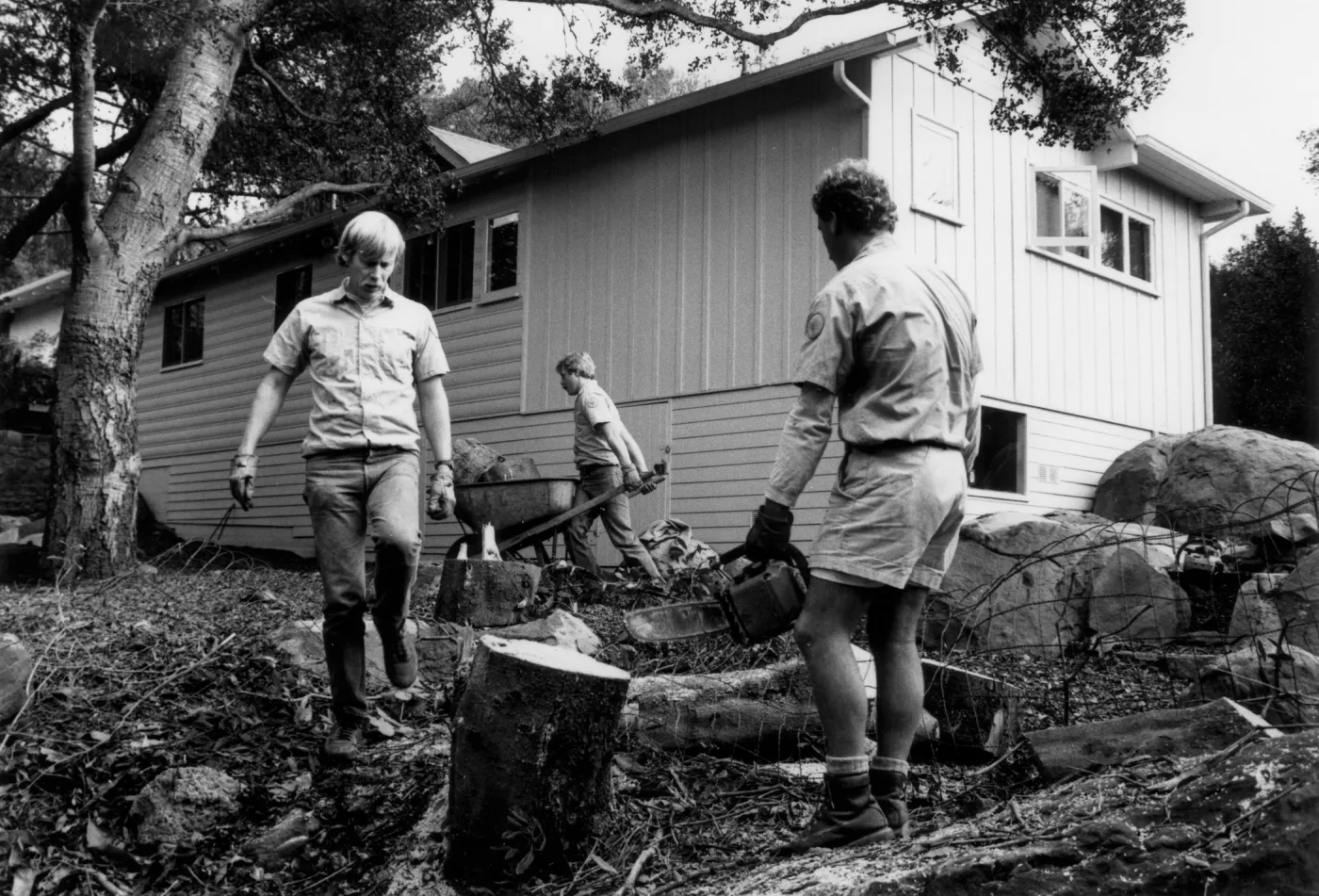 Grounds staff clearing the way for construction of new Home Demonstration Garden Deck