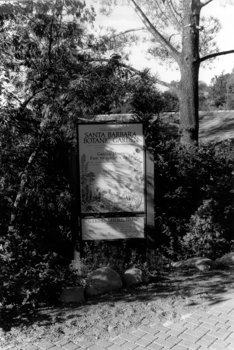 Welcome to the Santa Barbara Botanic Garden and Admission Sign