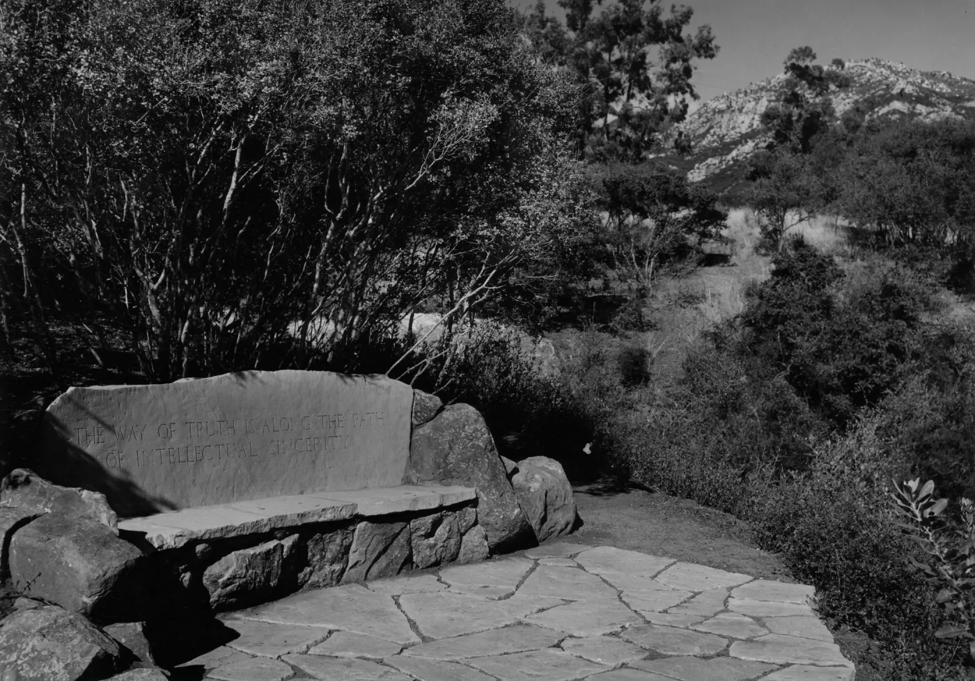 Pritchett Bench, stone bench on the Pritchett Trail