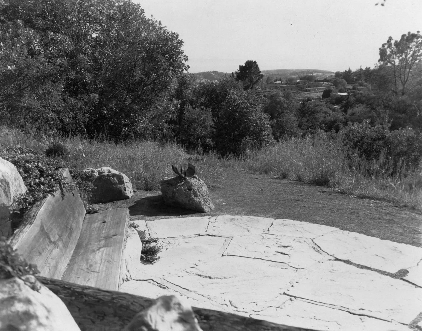 ocean view from wood bench on Porter Trail with sundial
