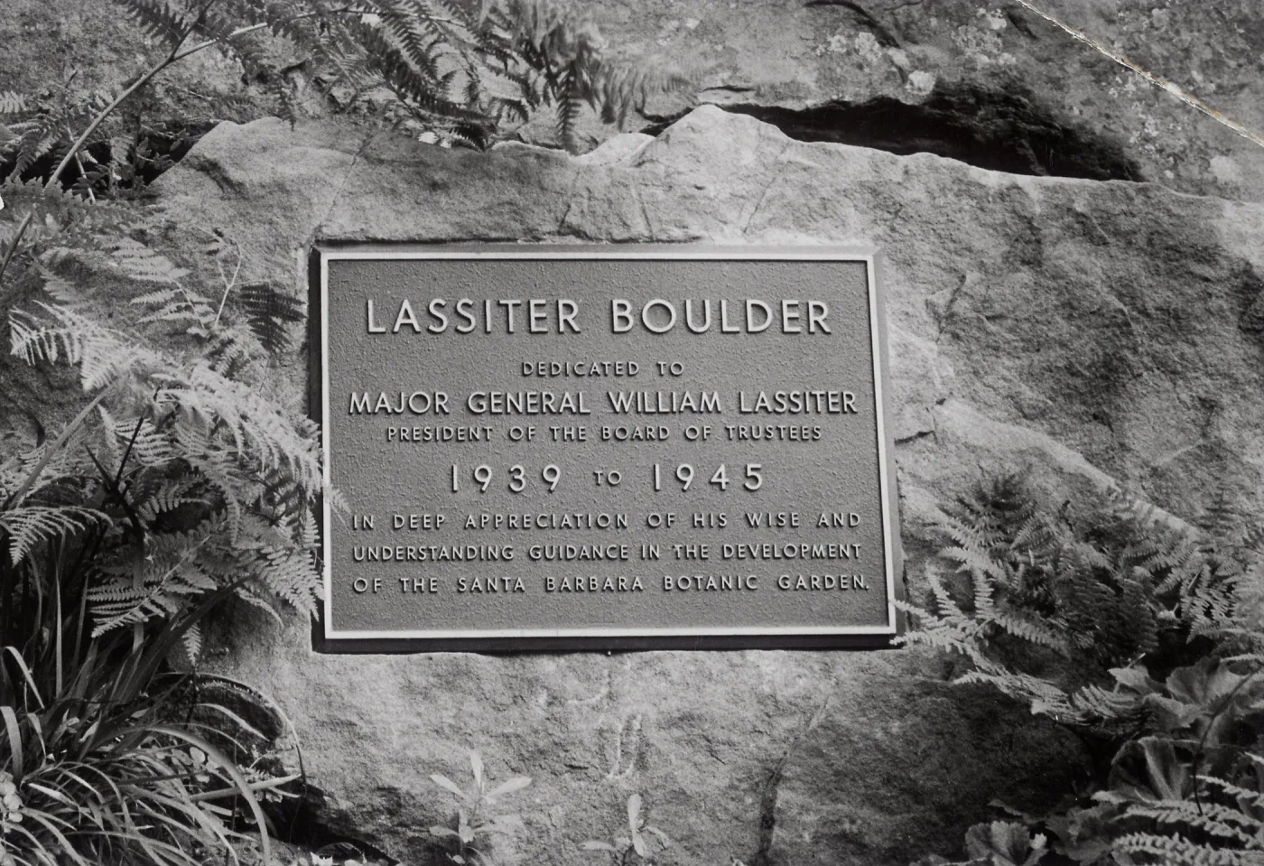 Lassiter Boulder dedication plaque