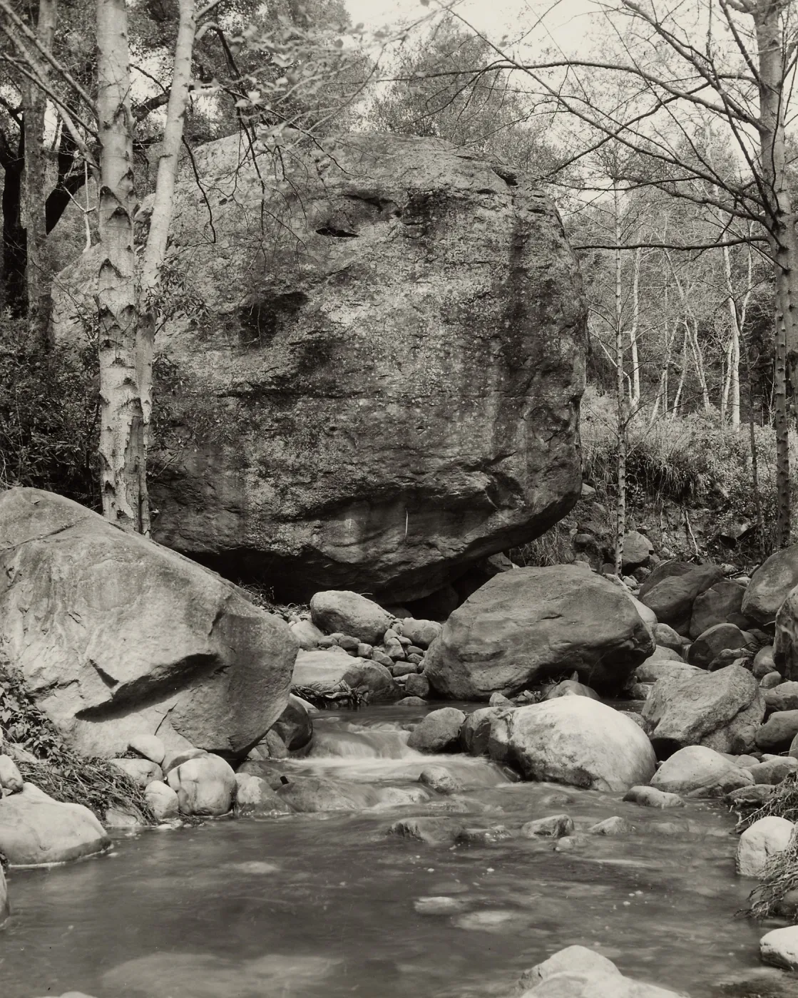 Mission Creek flowing beside the Lassiter Boulder, ©Josef Muench