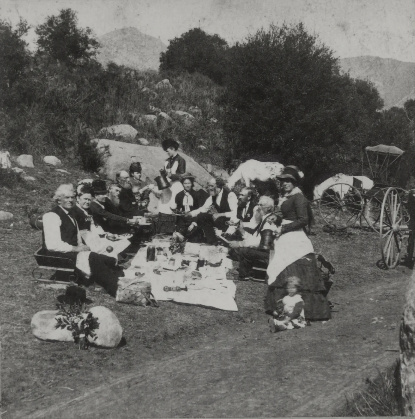 Picnic in Mission canyon, circa 1885