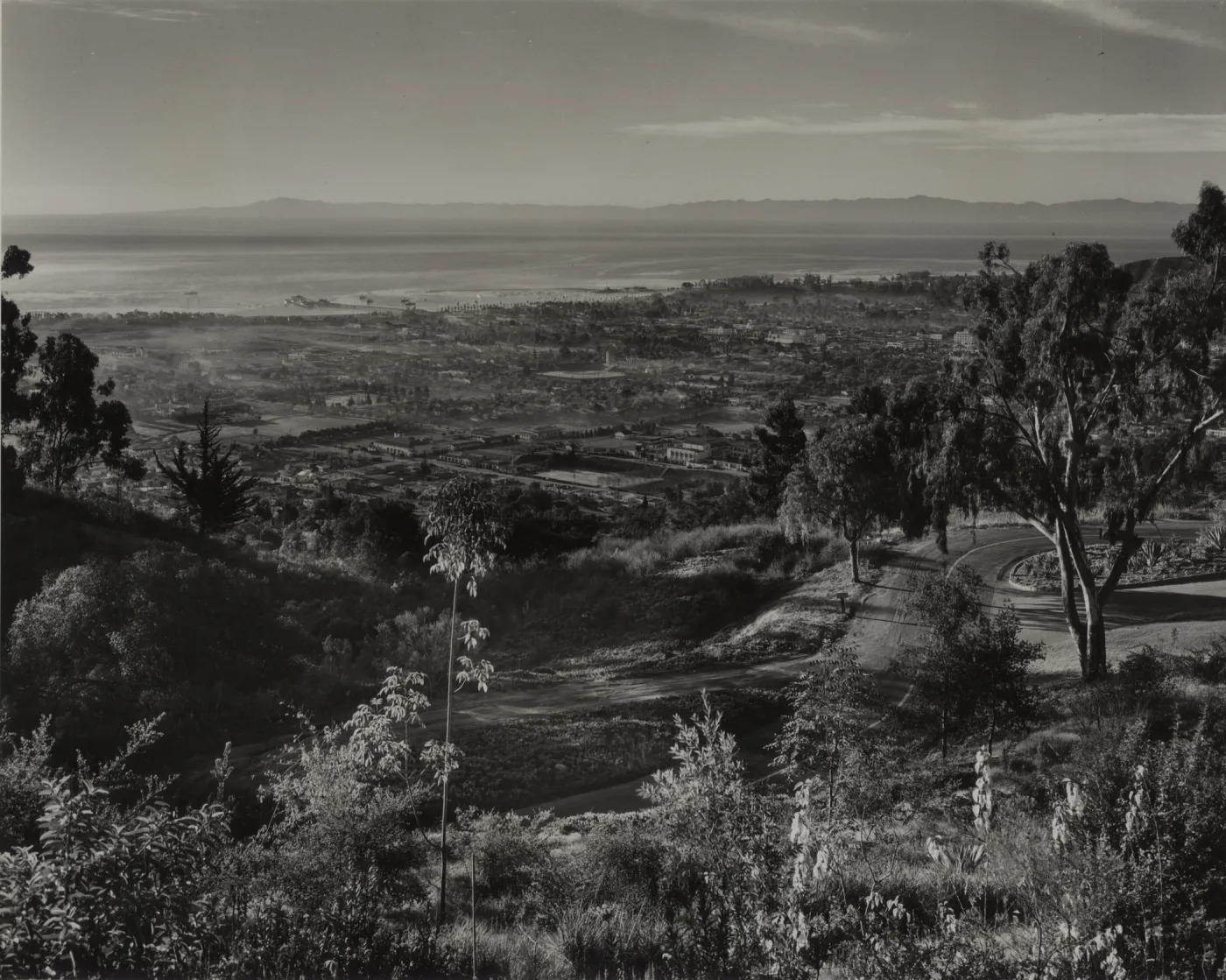 View of downtown Santa Barbara, harbor, & Channel Islands from the Riviera