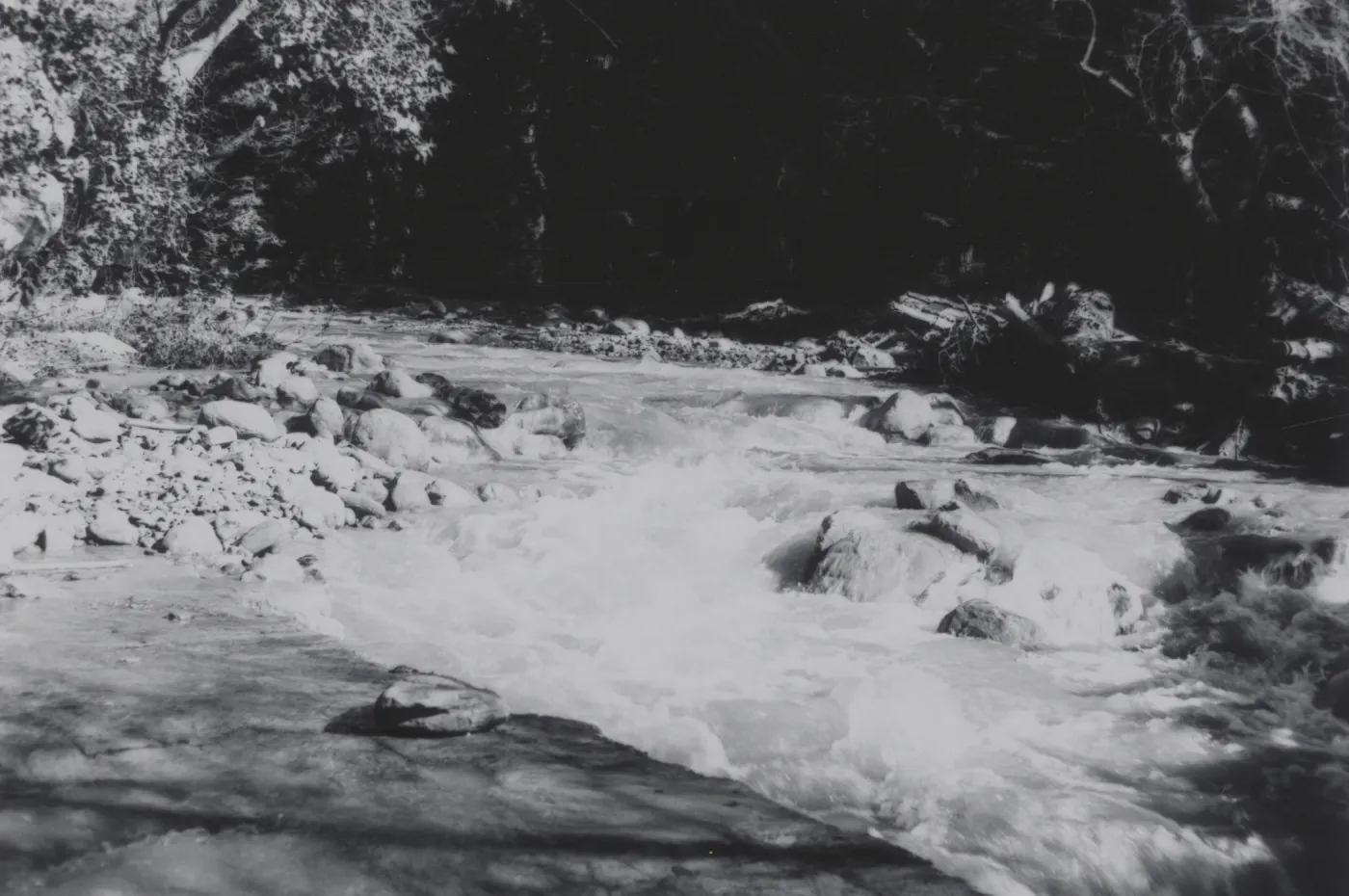 Mission Creek flood above Mission Dam, 1969