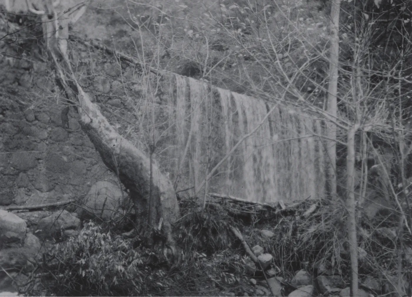 Mission Creek waterfall on eastern edge of Mission Dam, 1952