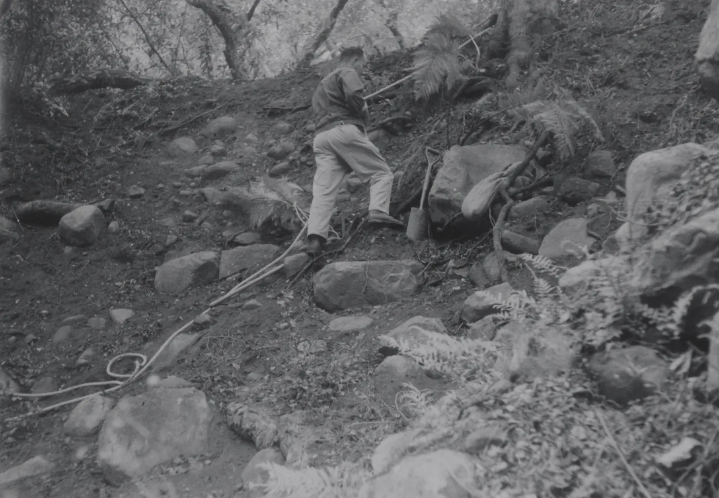 preparing the Indian Steps slope, 1957