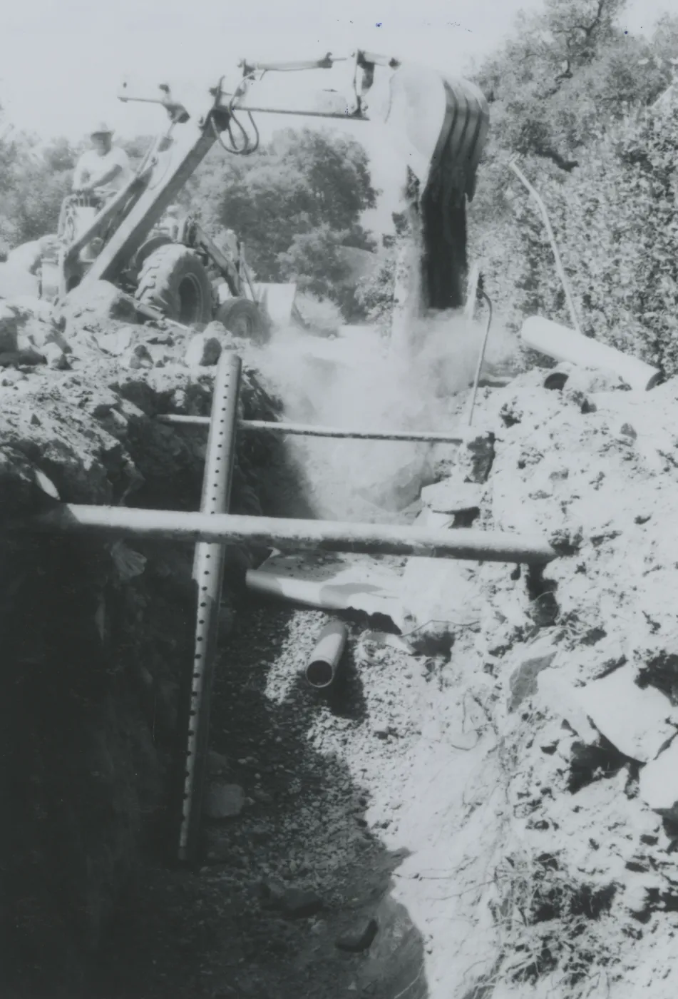 Leach line construction in Courtyard