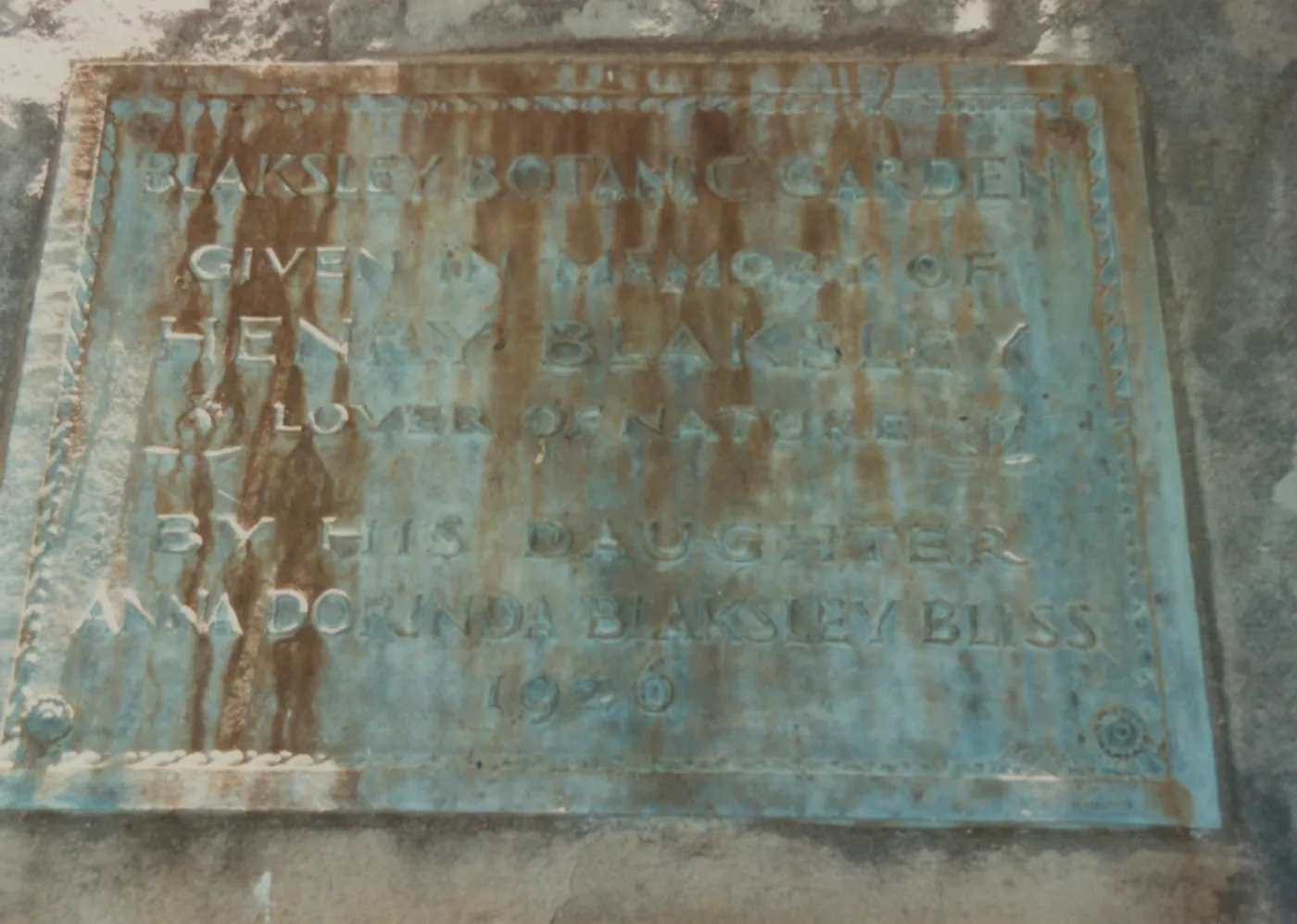 Blaksley Plaque on Blaksley Boulder, 1926