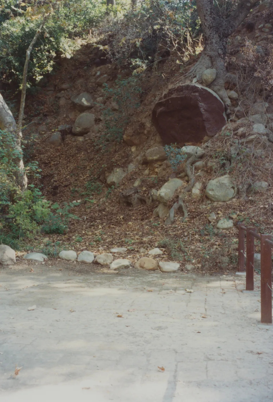 Old site of Levy Bench, moved due to danger of rockfall above bench