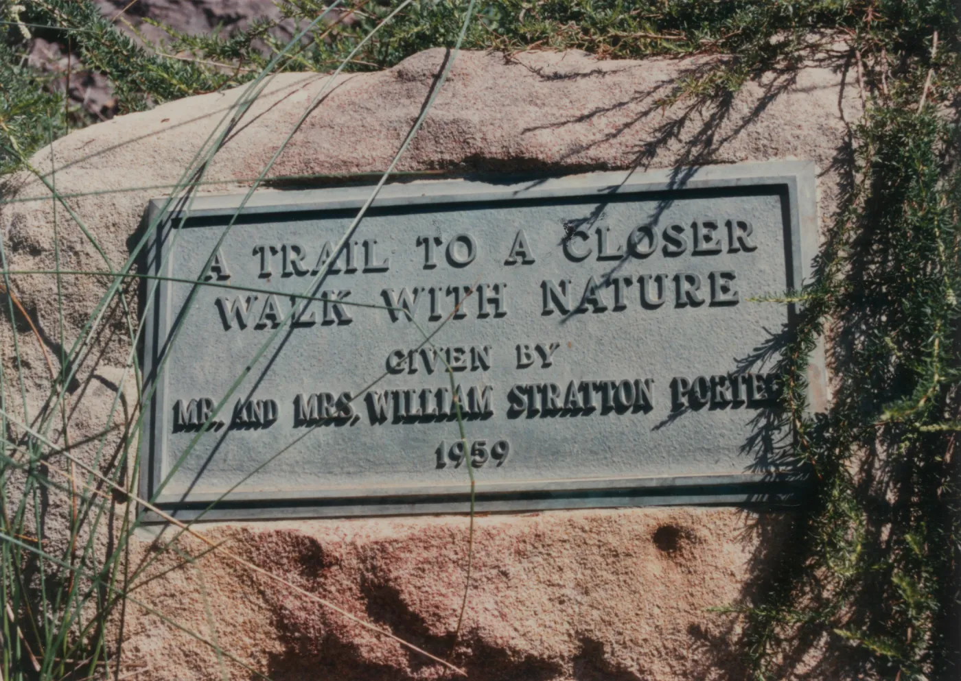 Porter Plaque, 1959, Porter Trail