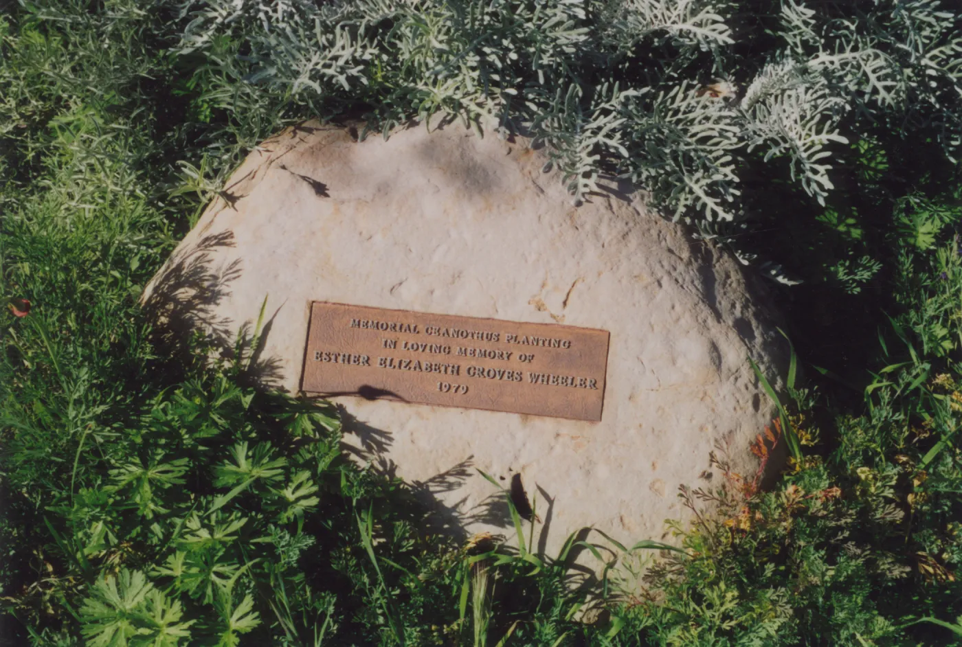 Esther Elizabeth Groves Wheeler Plaque, 1979, Porter Trail