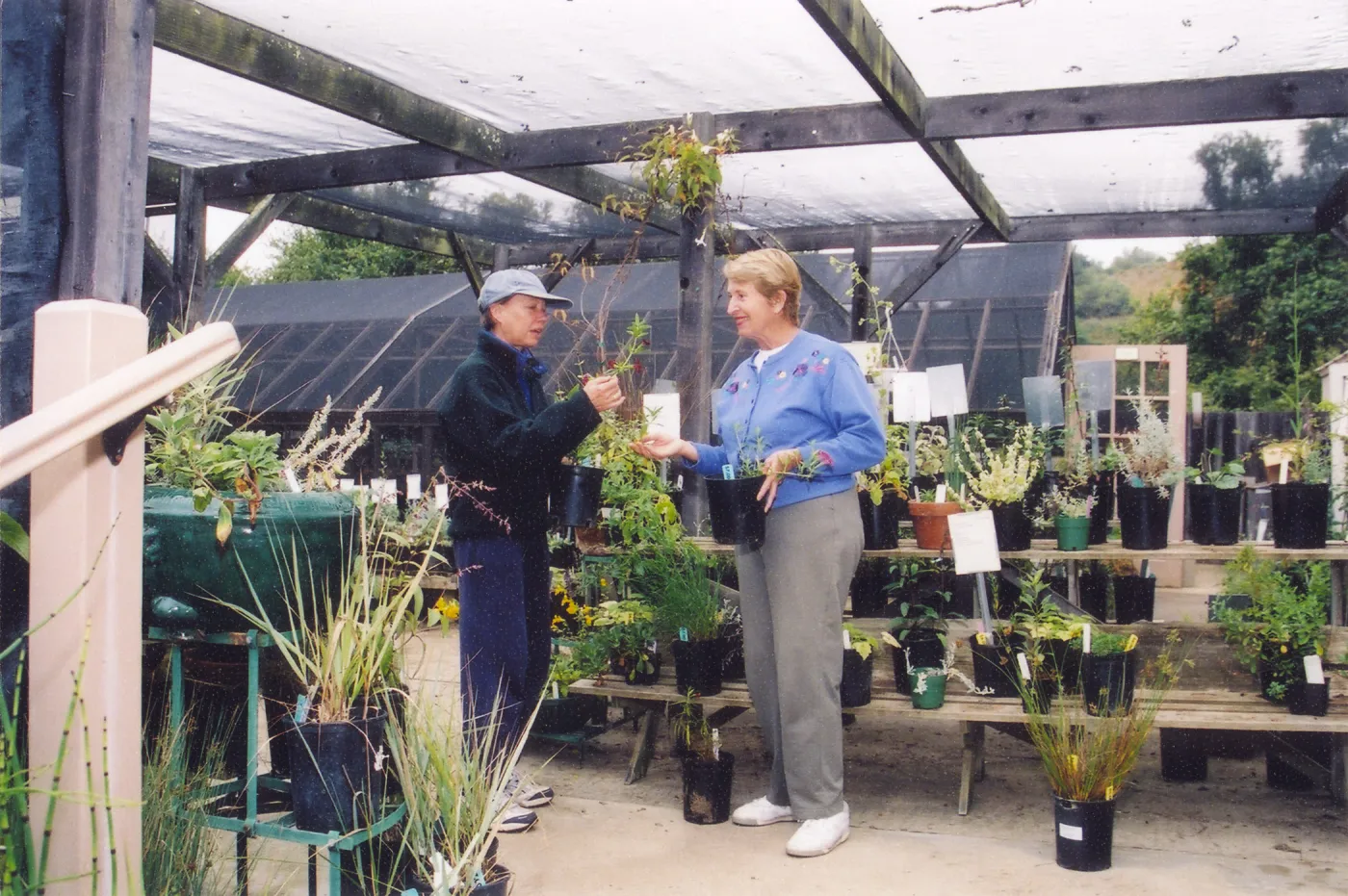 Mary Shehan with visitor in nursery