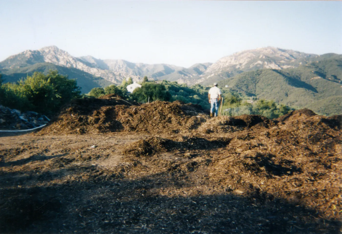 Mulch pile on ridge above Hort Unit that caught on fire and was removed