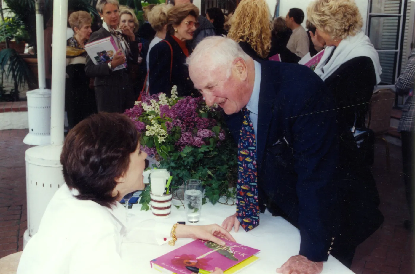 Carolyne Roehm chats with John Pritzlaff during the book signing at the Four Seasons Biltmore
