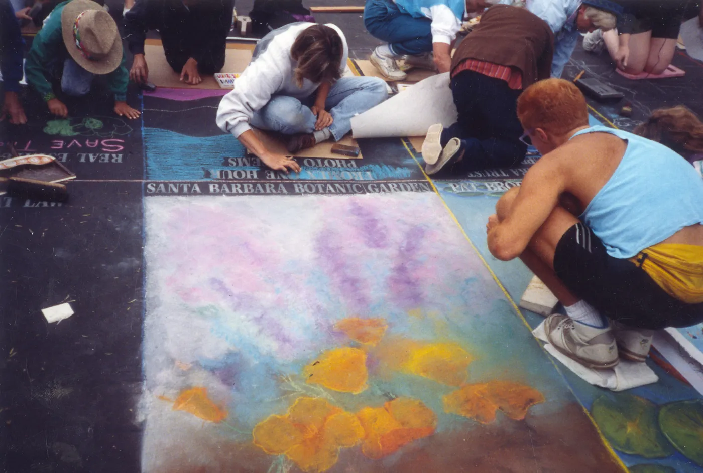 Pastel by Patricia Brown for SBBG, I Madonnari Street Painting Festival, Garden Square